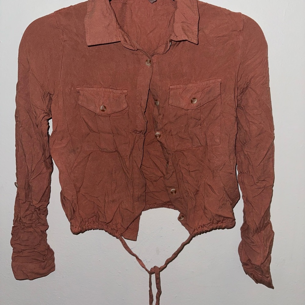 No Boundaries Rust Button Down Shirt